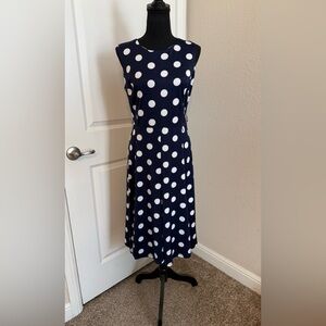 Shelby & Palmer SZ M Navy Blue with White polkadots Sleeveless Dress Back Zip